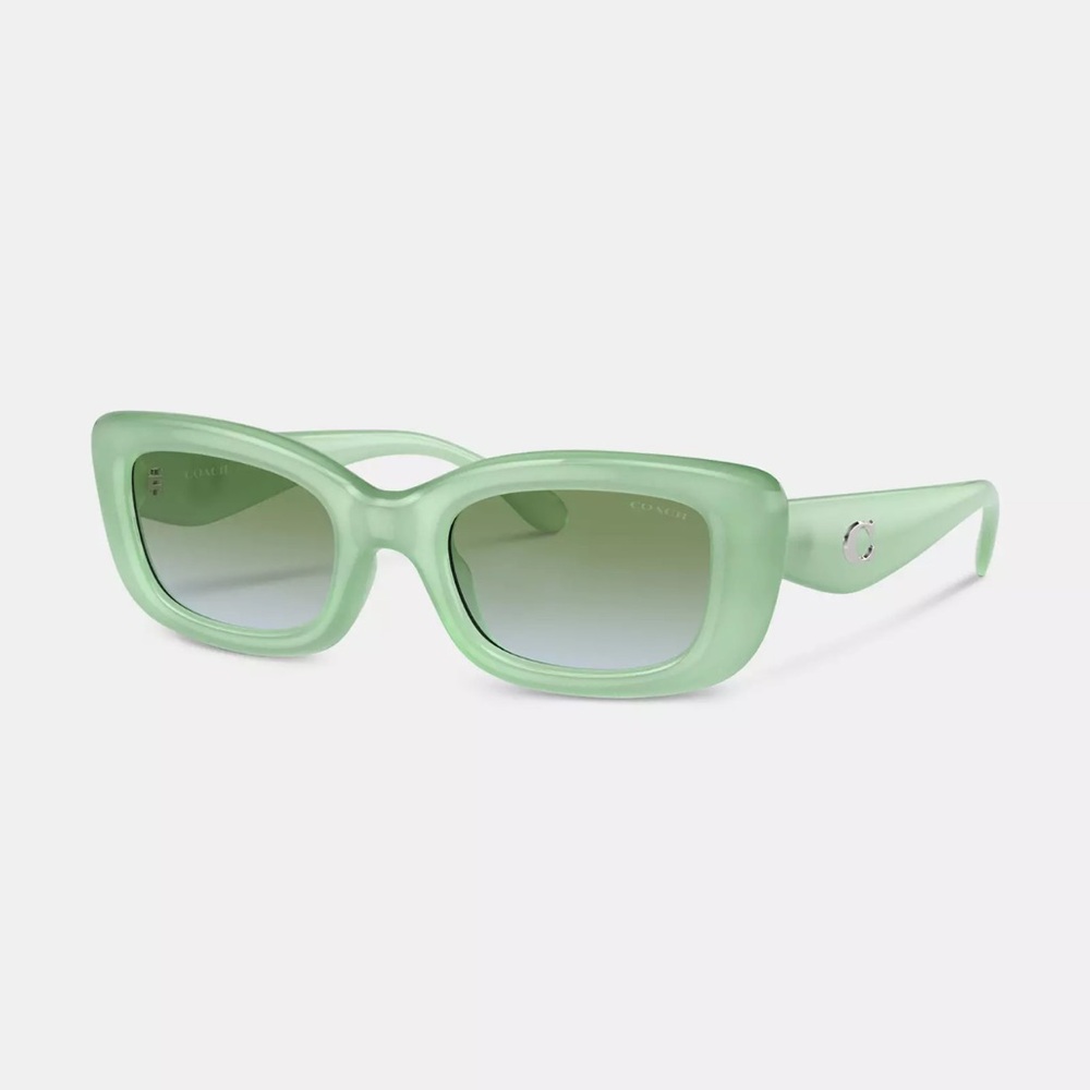 Coach Pillow Tabby Narrow Rectangle Sunglasses in Mint - Picture 2 of 7